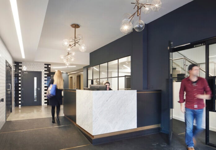 Reception area at Goswell Road, Workspace Group Plc in Angel