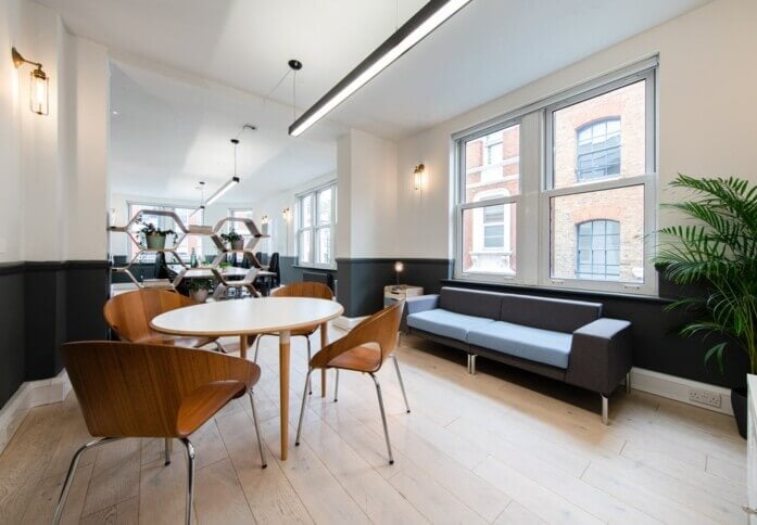 A breakout area in Rivington Street, Canvas Offices, Shoreditch