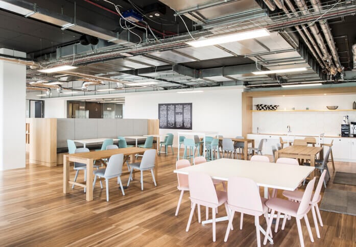 The shared deskspace at Lakeside Drive, Regus in Park Royal