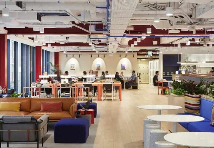 Breakout area at Wilson Street, WeWork in Shoreditch