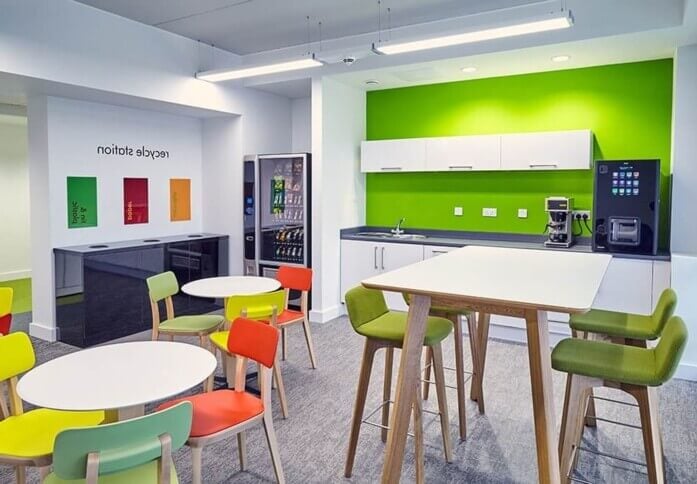 A breakout area in Pindar Road, Oxford Innovation Ltd, Hoddesdon, EN11