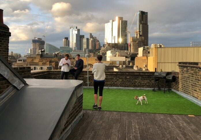 The roof terrace at Old Street, Dotted Desks Ltd in EC1 - London