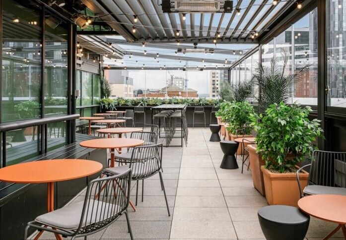 Roof terrace at Upper Queen Street, Magell Offices Ltd in Belfast, BT1