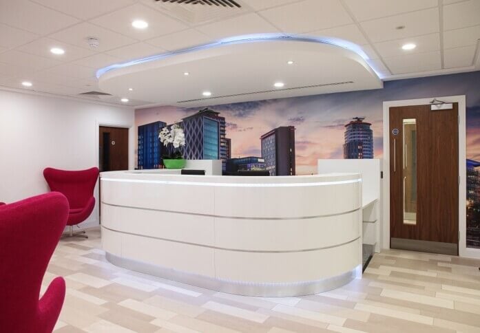 The reception at Clippers Quay, The Serviced Office Company in Manchester