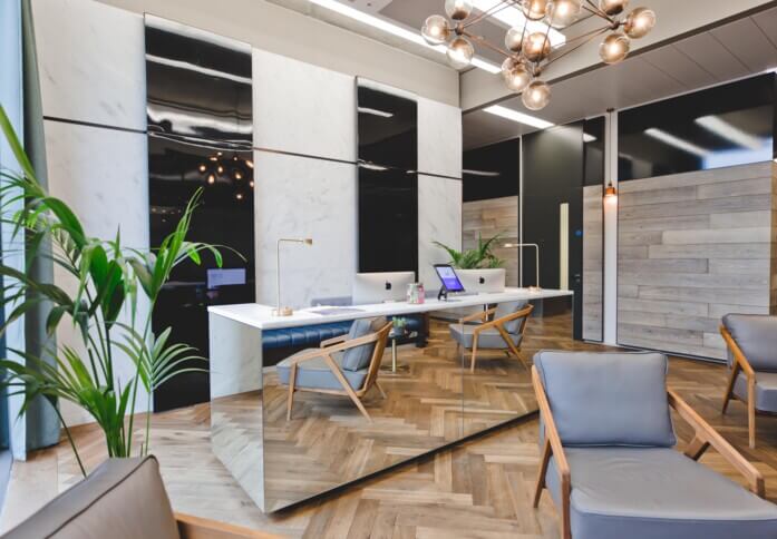 Reception area at Pancras Square, The Office Group Ltd. (FORA) in King's Cross