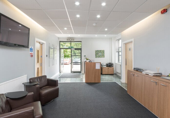 The reception at Crab Lane, Regus in Warrington