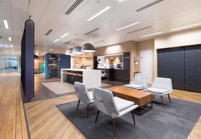 Breakout area at Hardman Square, Landmark Space in Manchester, M1