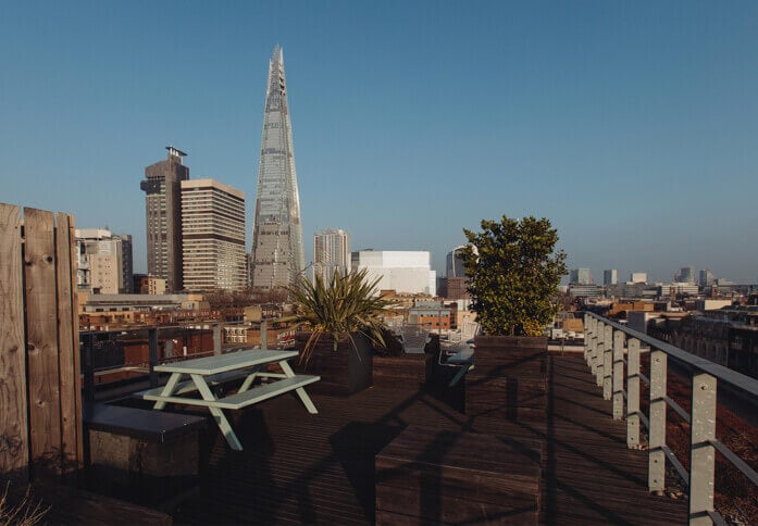 The roof terrace at Borough High Street, The Office Group Ltd. (FORA) in SE1 - London