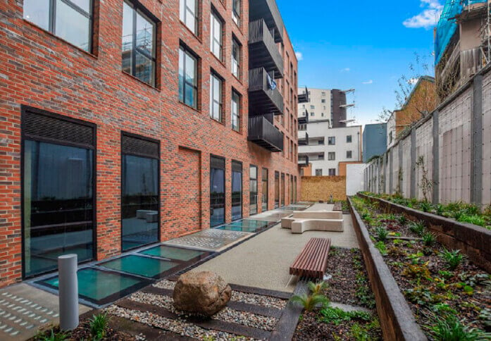 The outdoor area at Dalston Lane, Kitt Technology Limited in Hackney