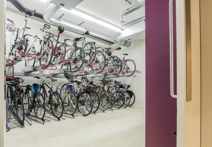 Cycle storage at Dallington St, The Office Group Ltd. (FORA), Clerkenwell