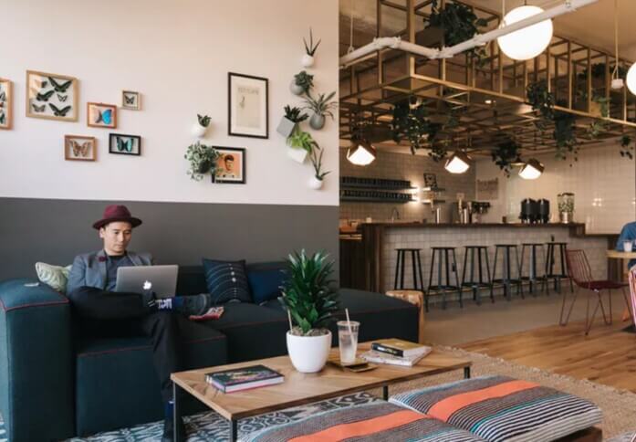 A breakout area in The Bard, WeWork in Shoreditch