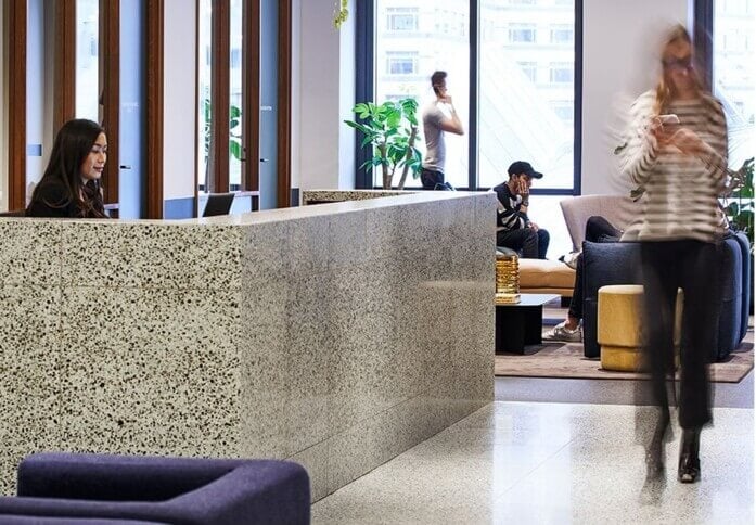 Reception area at Canada Square, The Office Group Ltd. (FORA) in Canary Wharf