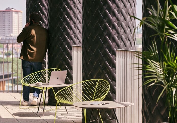 The roof terrace at Pancras Square, The Office Group Ltd. (FORA) in King's Cross, WC1 - London