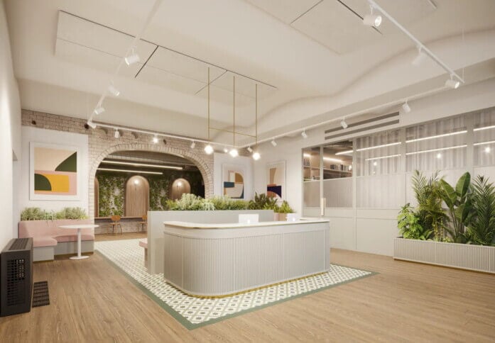 Reception area at Greencoat Place, The Office Group Ltd. (FORA) in Victoria