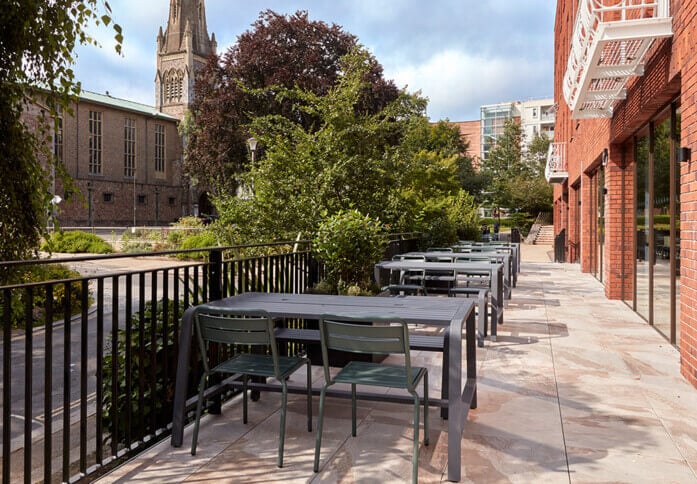 The outdoor area at Southernhay Gardens, Clockwise River Limited in Exeter