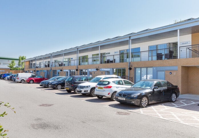 The parking at Waterwells Drive, Pure Offices in Gloucester, GL1