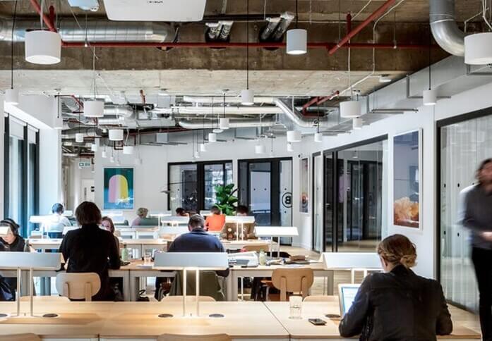 Shared deskspace in Devonshire Square, WeWork in Liverpool Street