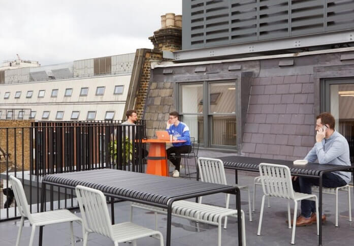 The roof terrace at Hatton Garden, WeWork in Farringdon