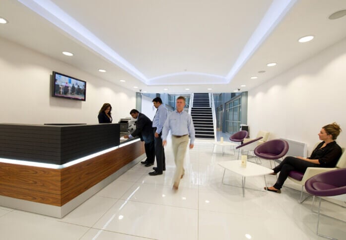 The reception at Bessemer Road, Devonshire Business Centres (UK) Ltd in Welwyn Garden City