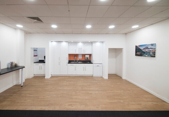 Kitchenette at Aviator Way, Regus in Manchester