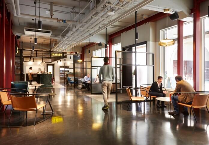 A breakout area in Baldwin Gardens, Workspace Group Plc, Farringdon