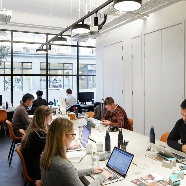 Breakout area at Eastcastle Street, The Office Group Ltd. (FORA) in Noho