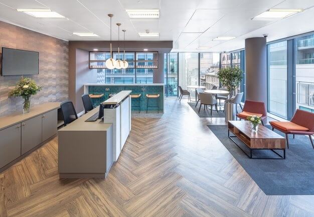 Reception area at West Regent Street, Wizu Workspace in Glasgow