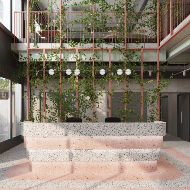 Reception area at Greenside House, Clockwise River Limited in Wood Green