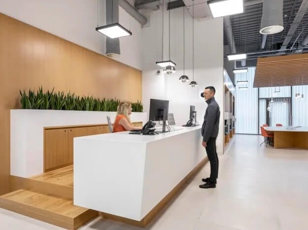 Reception area at Avebury Boulevard, Regus in Milton Keynes