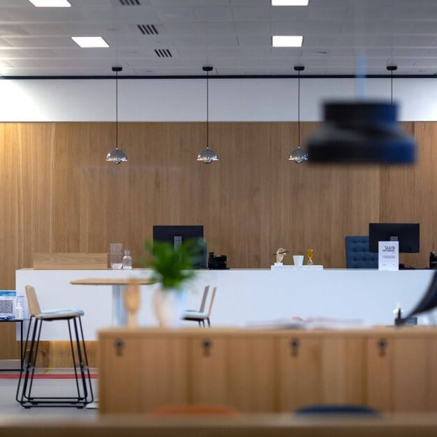 Reception area at 25 Cabot Square (Spaces), Regus in Canary Wharf