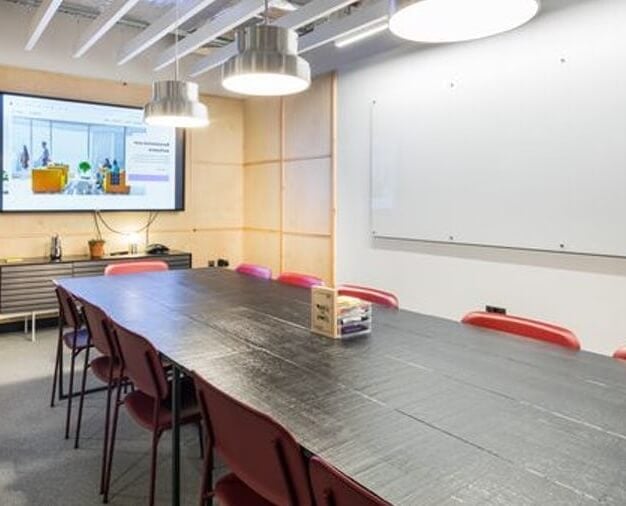 The meeting room at St Peter's Square, WeWork in Manchester