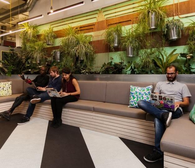 Breakout area at Charterhouse Street, Huckletree in Farringdon