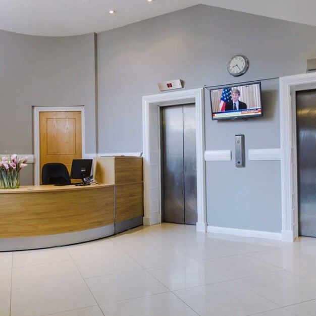 Reception area at Queens Road, The Boutique Workplace Company in Wimbledon