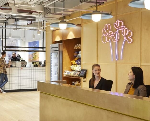 Reception area at City Road, WeWork in Old Street