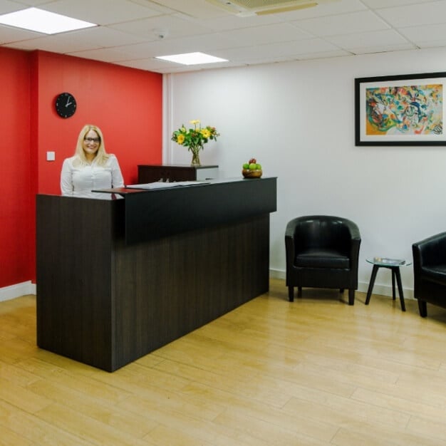 Reception area at Boston House, Airivo Ltd in Brentford