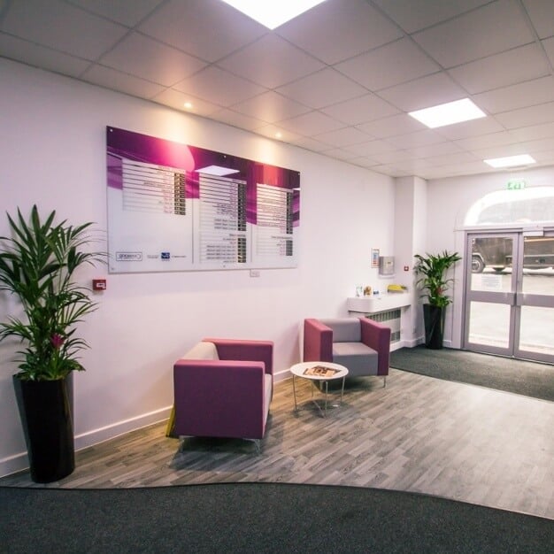 Reception area at The Refinery, Offyx Management Limited in Leeds