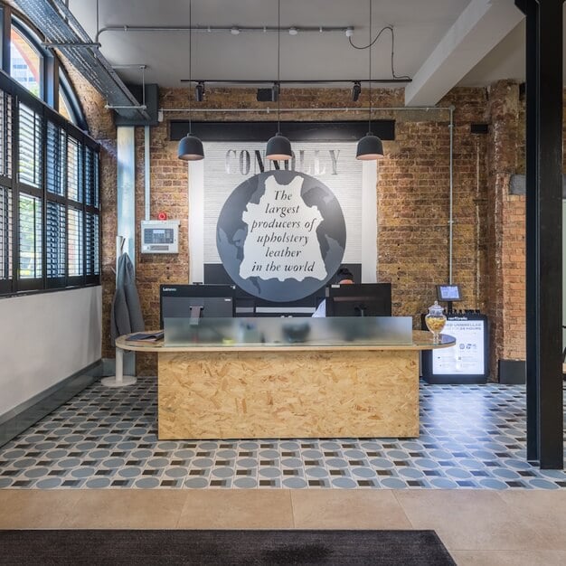 Reception at Connolly Works, The Boutique Workplace Company in King's Cross, WC1 - London